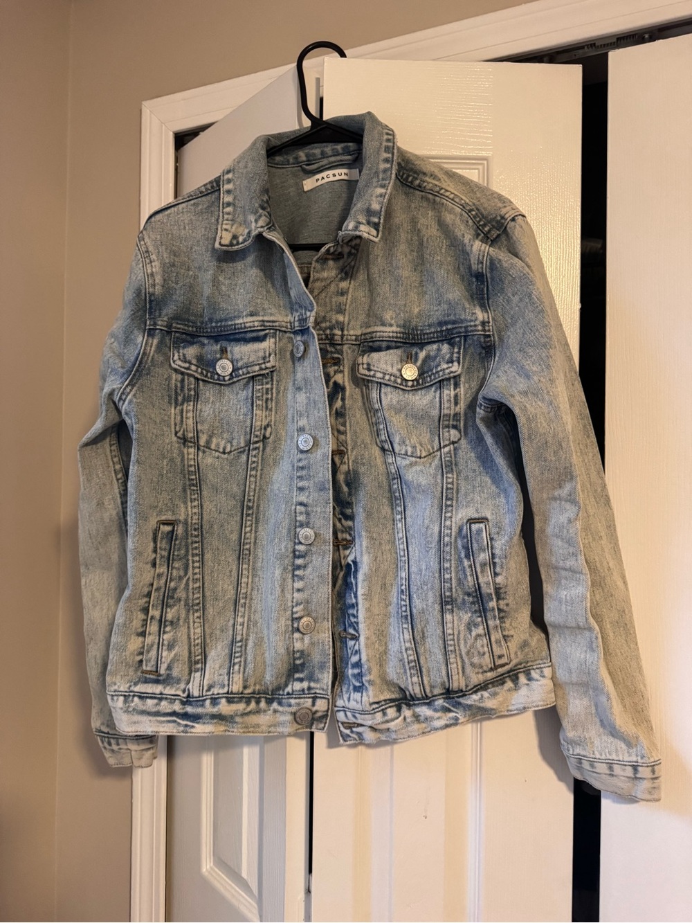PacSun Acid Wash Denim Jacket Vintage Trucker Jean Jacket Small Light Blue 90s